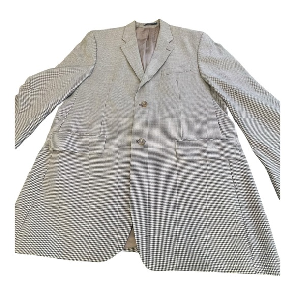 POLO M RALPH LAUREN Mens  Brown Houndstooth Wool Jacket Blazer Size 42R - Picture 6 of 13
